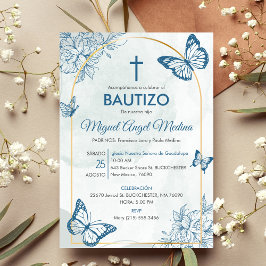 Convites Bautizo Invitación Elegante Borboletas Baptism