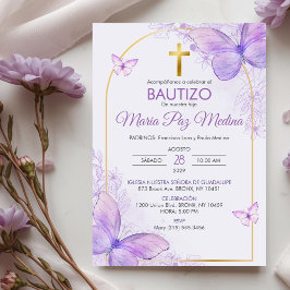 Convites Bautizo Invitación em Borboletas do Batismo Espanh