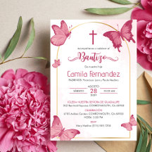Bautizo Invitación em Borboletas do Batismo Espanh