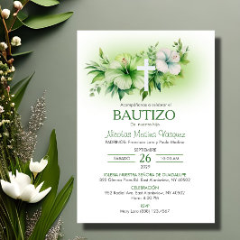 Convites Bautizo Invitation Elegant White Flowers Baptism