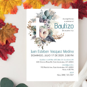 Convites Bautizo Invitation Elegant White Flowers Baptism