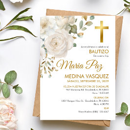 Convites Bautizo Invitation Elegant White Flowers Baptism