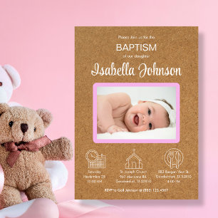 Convites Bautizo Invitation with Baby Girl's Photo Baptism