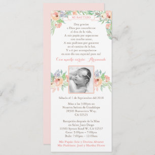 Convites Bautizo Peach Primavera Baptism convida garota