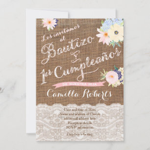 Convites Bautizo y 1er cumpleaños, convidados para a Nña