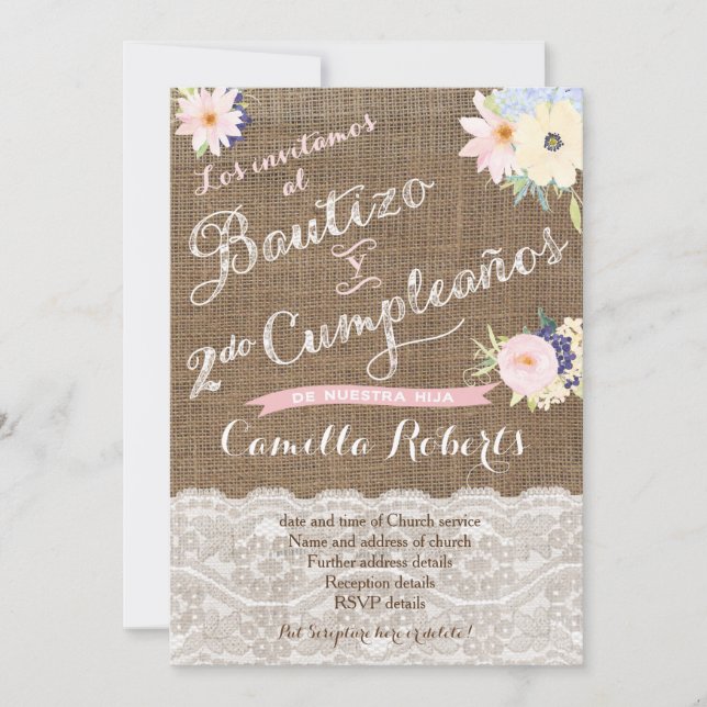 Convites Bautizo y 2do cumpleaños, Segundo Bautismo Complic (Frente)