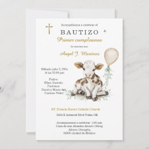 Convites Bautizo y Primer Cumpleaños Niño