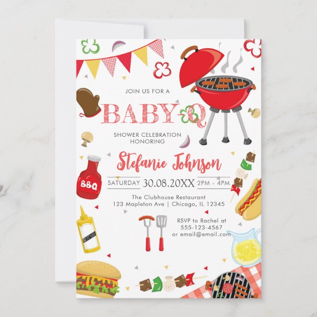 Convites BBQ Children's BABY-Q Baby Shower Invitation (Frente)