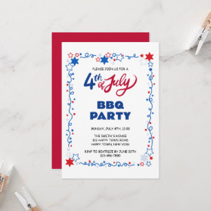 Convites BBQ do Dia da Independência do 4 de Julho CUSTOMIZ