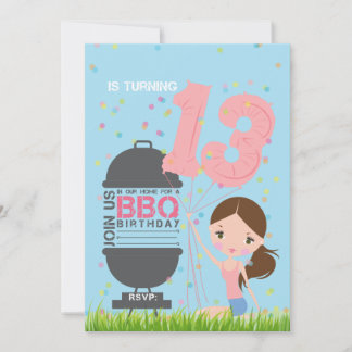 Convites BBQ Girl 13th Birthday Invitation