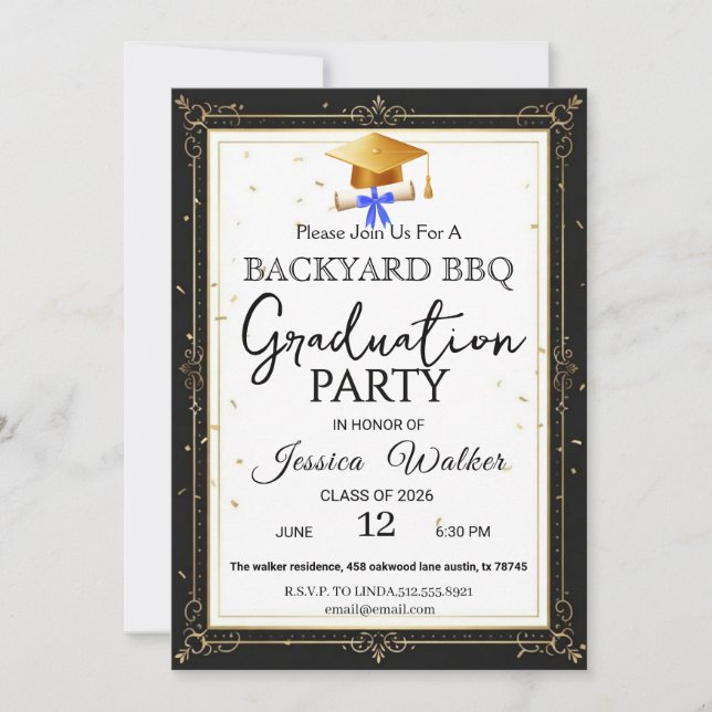 Convites  BBQ Graduation Party Invitation (Frente)