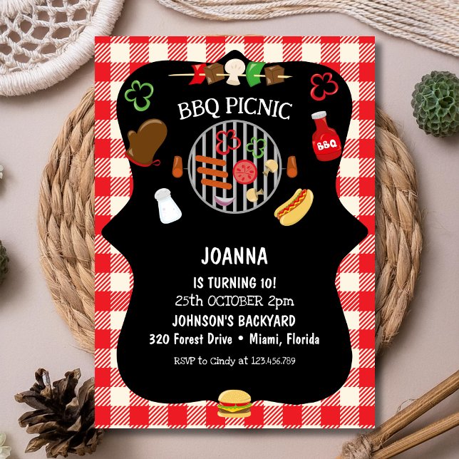 Convites BBQ picnic birthday party (Criador carregado)
