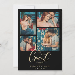 Convites Be our Guest Quote Black Fancy Wedding 4 Photos