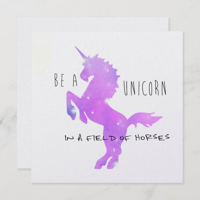 Convites BE UMA placa UNICORN 5.25 x 5.25 (Frente/Verso)