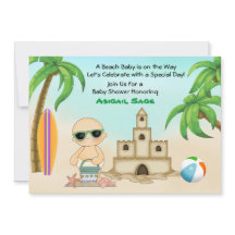 Beach Baby Sandcastle e Surfboard Chá de fraldas