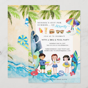Convites Beach Bash   Festa de Verão Escolas Fora
