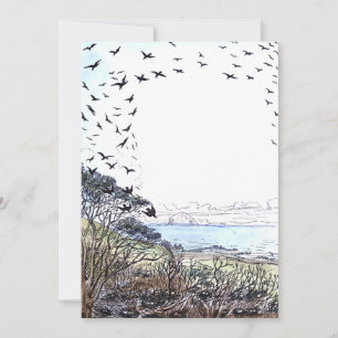 Convites Beach Birds Trabalho de arte