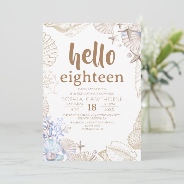 Convites  Beach Birthday Party (Em pé/Frente)