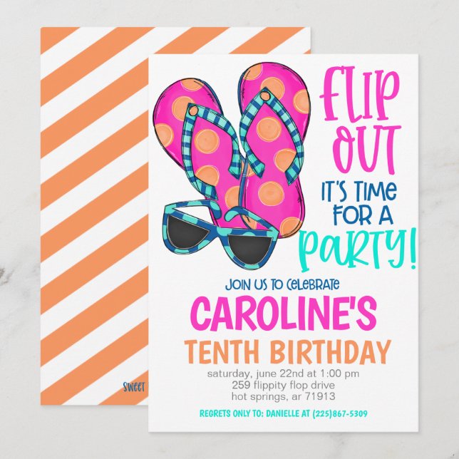 Convites Beach Birthday Party Invitation (Frente/Verso)