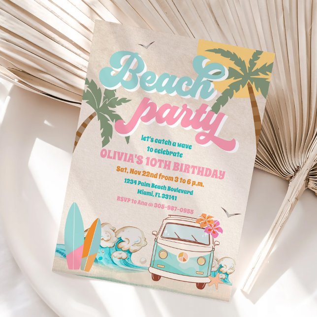 Convites Beach Birthday Party Invitation (Criador carregado)
