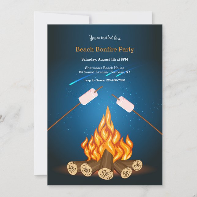 Convites Beach Bonfire Party (Frente)