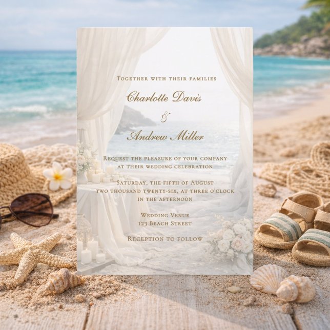Convites Beach coastal elegant wedding (Criador carregado)