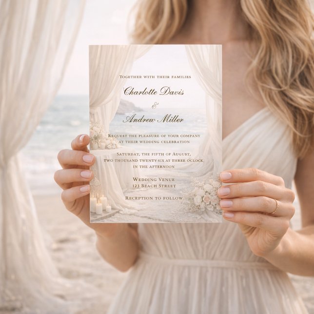 Convites Beach coastal elegant wedding (Criador carregado)