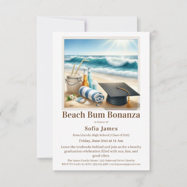 Convites Beach Graduation Party Invitation (Frente)