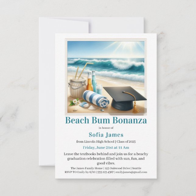 Convites Beach Graduation Party Invitation (Frente)