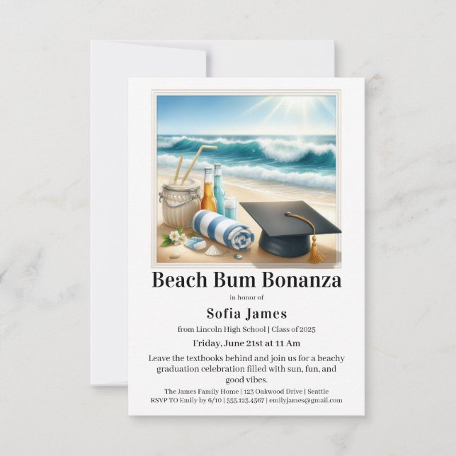 Convites Beach Graduation Party Invitation (Frente)