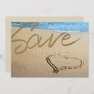 Convites Beach Sand Heart Bold Salvar a Data
