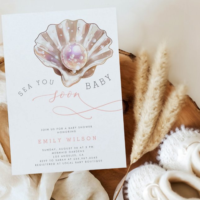 Convites Beach Sea You Logo Chá de fraldas (Criador carregado)