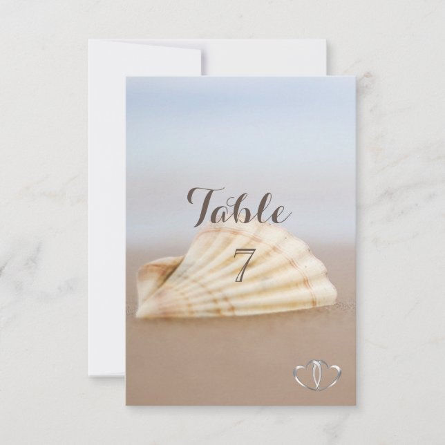 Convites Beach Seashell, Hearts Mesa Card (Frente)