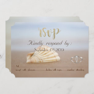 Convites Beach Seashell, Hearts RSVP