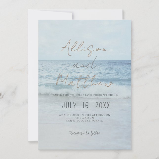 Convites Beach Seaside Wedding Invitation Oceanside Wedding (Frente)