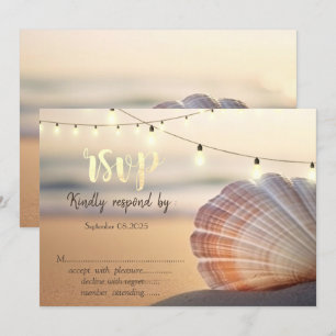 Convites Beach Sunset Seashell RSVP