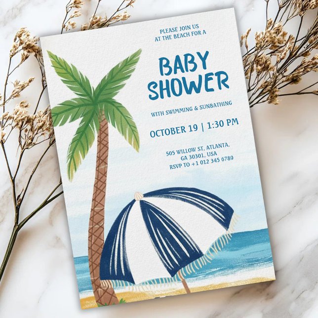 Convites Beach-themed baby shower Invitation (Criador carregado)