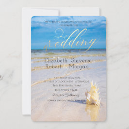 Convites Beach Waves Seashell Wedding