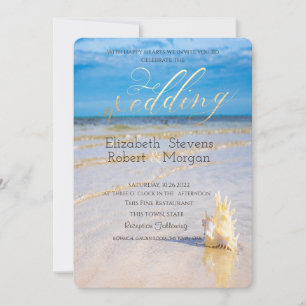 Convites Beach Waves Seashell Wedding