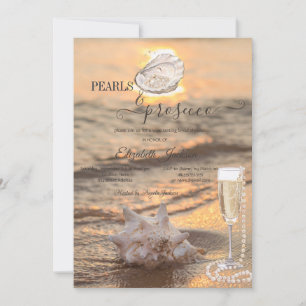 Convites Beach Waves Sunset Seashell Pearls & Prosecco
