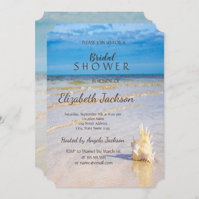 Convites Beach Weaves Seashell Weding Chá de panela (Frente/Verso)