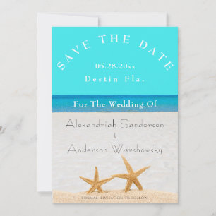 Convites Beach Wedding 2 Starfish em areia Salvar Data Inv