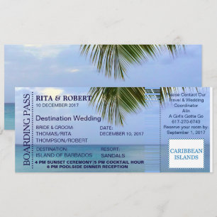 Convites Beach Wedding   Bilhete de Embarque - Destino