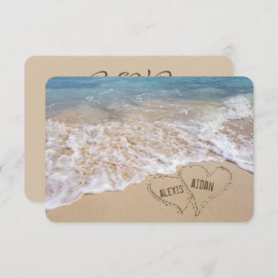 Convites Beach Wedding Hearts RSVP