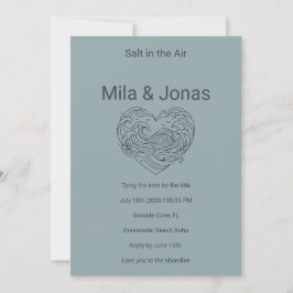 Convites Beach Wedding Invitation Coastal Boho Waves