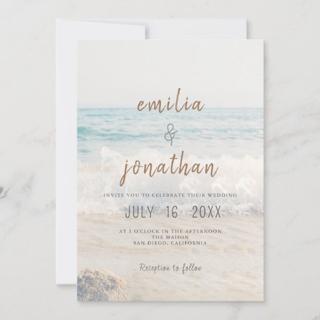 Convites Beach Wedding Invitation Seaside/Oceanside Wedding (Frente)