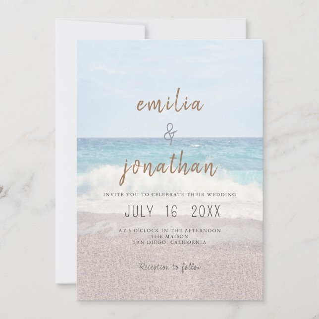 Convites Beach Wedding Invitation Seaside/Oceanside Wedding (Frente)
