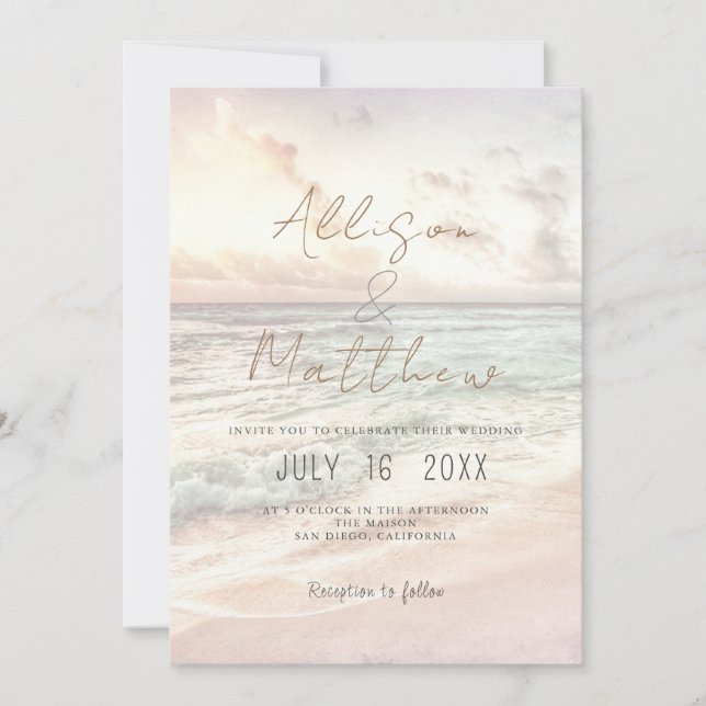 Convites Beach Wedding Invitation Seaside/Oceanside Wedding (Frente)