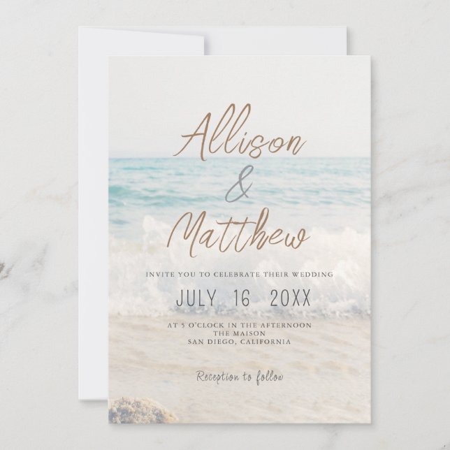 Convites Beach Wedding Invitation Seaside/Oceanside Wedding (Frente)