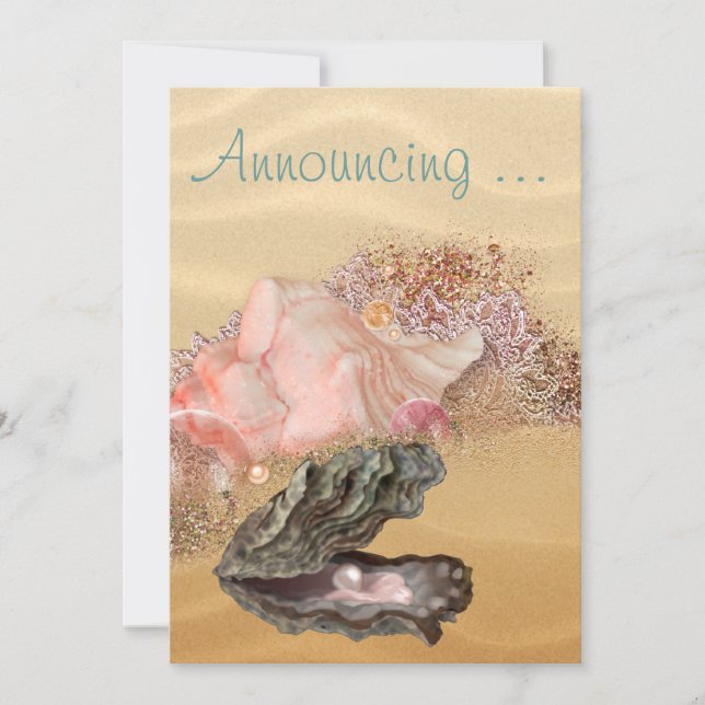 Convites Beach Wedding Sandy Shore (Frente)